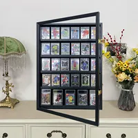 Cadre de présentation pour cartes gradées PSA en bois massif avec porte à charnière pour collection de cartes sportives, Pokémon, Yu-Gi-Oh