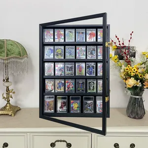 Cadre de présentation pour cartes gradées PSA en bois massif avec porte à charnière pour collection de cartes sportives, Pokémon, Yu-Gi-Oh - Product Image 2