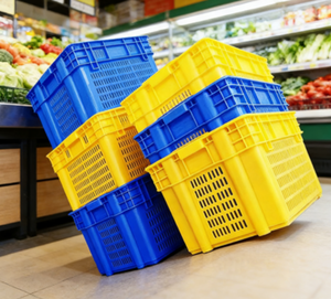 Huidu 2025 Hot <strong>Sale</strong> HDPE Mesh <strong>Crate</strong> Set (3 Sizes)-Stackable &amp; Nestable ISO22000 Certified Food Transport System - Product Image 4