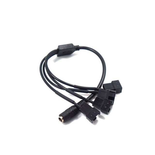 Cantell DC 1 to 4 DC 5521 Power Supply Plug to Dual 4Pin PC Fan Power Cable