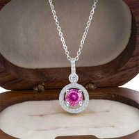 Collier pendentif en argent sterling 925 fin avec halo serti de moissanite colorée GRA 1 carat VVS taille ronde et certifiée