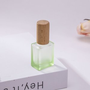 Flacons roll-on en verre de 10 ml personnalisables avec logo couleur, rouleau en acier pour couvercles en bois de bambou, surface givrée, style chinois, pour cosmétiques - Product Image 3