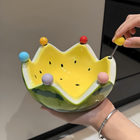 Ensemble de salon moderne pour la maison, design créatif, en céramique et porcelaine, table basse en forme de pastèque, plat et bol à fruits mignons, non toxique, émaillé