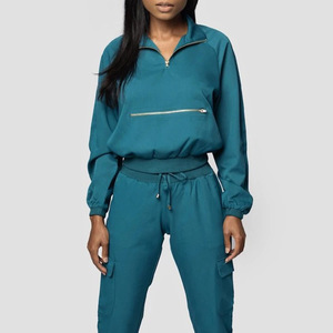 Ensemble de blouses d'infirmière en tissu extensible de grande taille, écologiques, de style fermeture éclair, pour hôpital dentaire, vente en gros - Product Image 1