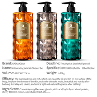 Gel Douche Exfoliant Éclaircissant au Niacinamide et Acides Aminés 1000ml Marque Blanche, Lavant Corporel au Squalane Parfum Longue Durée