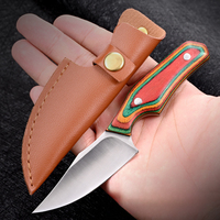 Bochen OEM Feststehende Klinge Messer mit Holzgriff EDC Tragbares Taktisches Jagdmesser mit Lederhülle Kleine Mini-Größe