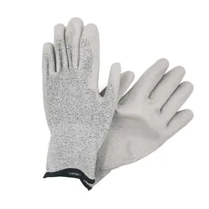 Wholesale High Quality Anti-cut Safety PU Coated EN388 4542 Gloves HPPE A5 Cut 5 Proof Anti Cut Resistant Gloves Level 3