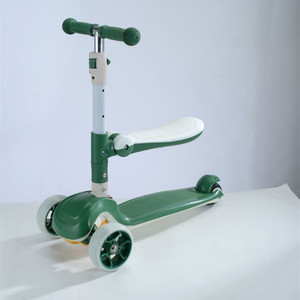 Patinete plegable 2 en 1 con barra de empuje y asiento para niños de 3 a 6 años con altura ajustable y función de asiento. - Product Image 1