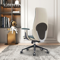 Fauteuil de direction confortable pour la maison, fauteuil de bureau inclinable avec cuir véritable, design moderne avec élévation pour une longue séance assise