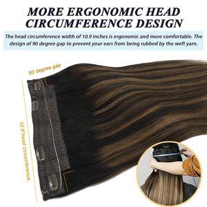 Extensiones de Cabello Natural con <span class=keywords><strong>Balayage</strong></span> Negro Natural y <span class=keywords><strong>Castaño</strong></span>, Extensiones de Cabello con Línea Invisible en Capas - Product Image 4