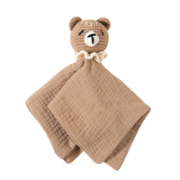 Serviette-couverture douce en forme d'ours pour bébé, jouet de sommeil pour enfants, serviette de bain en forme d'ours de dessin animé, jouet apaisant, bavoir, chiffon d'épaule, doudou