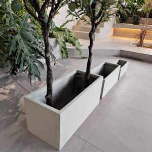 Grand bac à plantes circulaire rustique en fibre de verre avec trou de drainage, écologique et léger, capacité de 2000 L pour hôtels, villas, jardins - Product Image 5