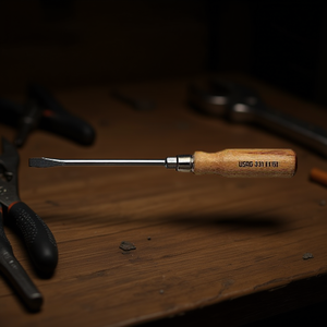 Destornillador de 331 mm de longitud, mango de madera, punta plana, herramienta de precisión - Product Image 3