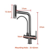 Populaire SUS304 Cascade Pull Out Robinet De Cuisine Double Poignée Chaud Froid 4 Modes Robinet D'eau Potable pour Évier De Cuisine