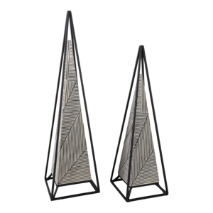 Sculture piramidali per decorazioni domestiche, oggetti decorativi in ferro e resina per soggiorno, ufficio, bagno, mensola, tavolino da caffè - Product Image 2