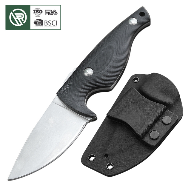 Bochen Wholesale Heavy Duty 9CR18MOV Tactical Fixed Blade Knife 58HRC Outdoor Camping Survival Knives with G10 Handle K Sheath