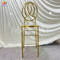 Chaise de banquet commerciale sans accoudoirs en métal doré, dossier ovale, style Chiavari, pour événements et mariages - Vente en gros