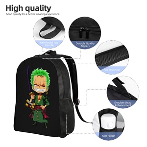 Sac à dos Chibi Roronoa <span class=keywords><strong>Zoro</strong></span> <span class=keywords><strong>One</strong></span> Pieces Treasure, sac à dos de sport, de randonnée, de voyage, pour hommes et femmes, sacs en toile pour ordinateur portable - Product Image 4
