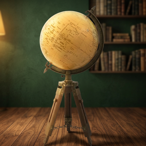 QG Enterprise BGP Model Vintage Antique Style World Globe Adjustable Tripod <b>Stand</b> Brass Meridian Ring <b>Rotating</b> Paper Metal - Product Image 4