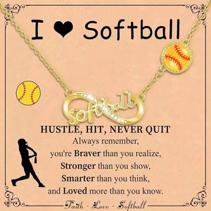 Collana <span class=keywords><strong>con</strong></span> ciondolo a cuore sportivo in rame da donna, all'ingrosso, nuova collezione Infinite, per baseball, football, basket, softball - Product Image 2