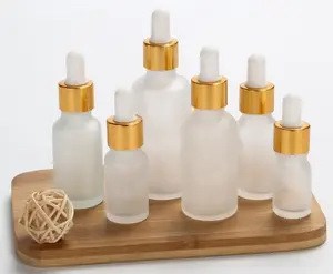 30ml transparent cap essence bottle transparent frosted essential oil bottle dropper wood grain round cosmetic bottle