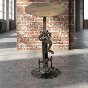 Industrial Vintage Cast Iron Metal <b>Adjustable</b> Height <b>Stool</b> Wooden Seat Handmade Farmhouse Apartment Fabric Ottoman Home - Product Image 3
