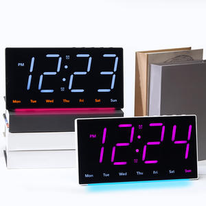 Horloge de <span class=keywords><strong>table</strong></span> numérique LED intelligente et colorée pour la maison, grand affichage avec rétroéclairage, température et semaine pour la chambre - Product Image 4