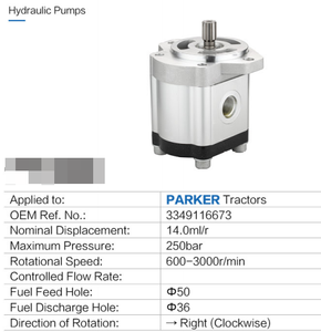 Engranaje derecho Parker Tractor Bomba de engranajes hidráulica Reemplazo 3349116673 400-445bar 3000-3300/min 80mL/R 2 HP - Product Image 2