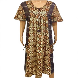 Robe midi élégante à fleurs vintage pour femme – Robe décontractée plissée style coréen à col en V profond avec fermeture à cordon réglable - Product Image 3