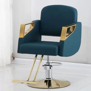 Silla de Barbería Moderna Syf con Respaldo Alto, Silla de Peluquería Hidráulica con Base Dorada para Salón de Belleza - Product Image 3