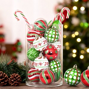 Neuheit 6cm PS-Material Handbemalte Weihnachtsbaum-Hängedekoration Plastikkugel-Ornament Bola De Navidad - Product Image 2