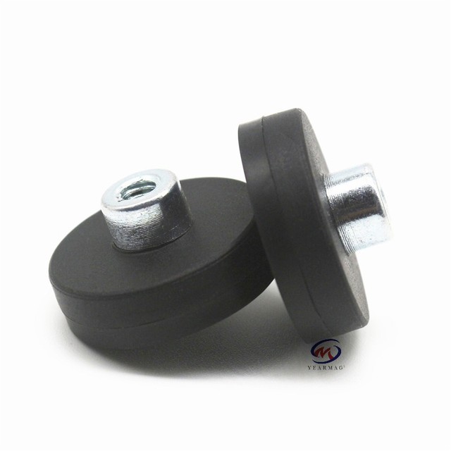 22mm x M3 Female Thread Neodymium Magnetic Connector Industrial Magnet for Industrial Rubber Coated Pot Permanent Feature