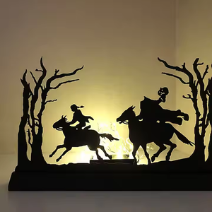 Halloween Fun Spooky <span class=keywords><strong>Headless</strong></span> <span class=keywords><strong>Horseman</strong></span> Escena Decoración Suministros para fiestas Soporte de madera Portavelas Ornamento Precio de fábrica - Product Image 2