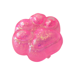Nuovo Giocattolo Antistress a Forma di Zampa di Gatto in Silicone Trasparente con Glitter Rosa - Product Image 1