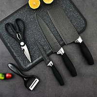 Juego de Cuchillos de Cocina de 6 Piezas Tc, Juego de Cuchillos de Cocina Profesionales, Cuchillo para Verduras y Frutas, Tijeras de Cocina con Tabla de Cortar