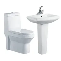 Inodoro y lavabo de porcelana de diseño moderno, juego de cuencos con lavabo