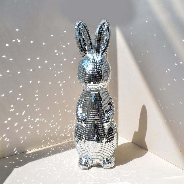 New Exclusive Yimu Brand Superior Quality Mosaic Glass Easter Rabbit Disco Ball Decorative Ornaments Party Supplies Decoration