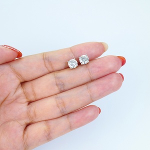 0.5CT & 1CT & 2CT Moissanite Diamond Round Cut Stud <b>Earrings</b> 925 Sterling Silver for Women - Product Image 1