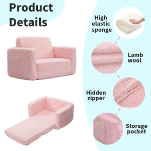Canapé-lit pliable 2-en-1 en peluche pour enfants, transat <span class=keywords><strong>convertible</strong></span> pour tout-petits, <span class=keywords><strong>fauteuil</strong></span> doux en mousse nuage pour salle de jeux - Vente en gros - Product Image 5