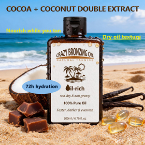 Aceite Bronceador de Doble Extracto de Cacao y <span class=keywords><strong>Coco</strong></span> OEM/ODM 200ml, Aceite Corporal Natural con Textura de Aceite Seco para un Bronceado Uniforme - Product Image 1