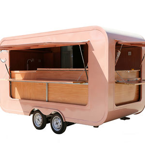 Chariot de Restauration Mobile Rose Doré à 4 Roues en Acier Inoxydable avec Deux Fenêtres de Service Ouvertes pour Glaces, Restauration Urbaine et Service Bar - Product Image 3