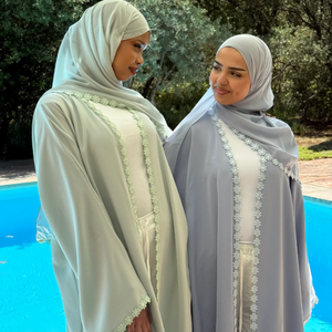 Nouvelle Abaya Loriya 2026 en tissu Nida avec dentelle florale, vêtements islamiques pour femmes, Abaya ouverte, cardigan pour femmes musulmanes avec hijab - Product Image 1