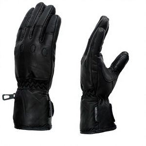 <b>Men</b>’s Premium Black <b>Leather</b> <b>Gloves</b> with Zipper Closure Warm Winter Motorcycle Riding <b>Gloves</b> Windproof Outdoor <b>Driving</b> <b>Gloves</b> - Product Image 1