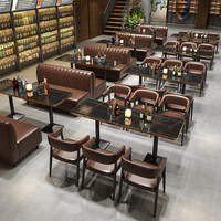 Ensemble de sièges de restaurant en cuir écologique rembourrés en PU vert foncé, table et chaises pour restaurant de restauration rapide