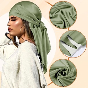 Écharpe carrée en satin <span class=keywords><strong>vert</strong></span> <span class=keywords><strong>émeraude</strong></span> de qualité supérieure pour femme, cadeau - Product Image 3