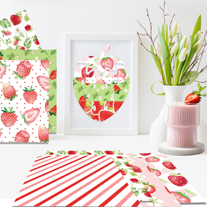 WW009 kertas Scrapbook pola stroberi kertas kerajinan dekoratif buah untuk pembuatan kartu dekorasi Album foto - Product Image 3