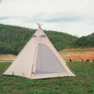 맞춤형 도매 Tipi 방수 티피 텐트 피라미드 텐트 면 인도 캠핑 글램핑 야외 피라미드 텐트