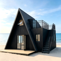 Maison préfabriquée modulaire rectangulaire, mini-villa à double balcon, maison conteneur en acier léger, cabane de glamping, bureau