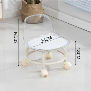 Acrylic Mini Stool &amp; <strong>Ottoman</strong> with Silent <strong>Casters</strong> and Swivel Wheels-Minimalist Design Eco-Friendly Storage - Product Image 5