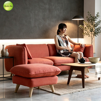 Canapé en tissu confortable 1/2/3 places, ensemble de canapés assortis, accoudoirs larges carrés, amovibles, lavables, pieds en bois, meubles de salon